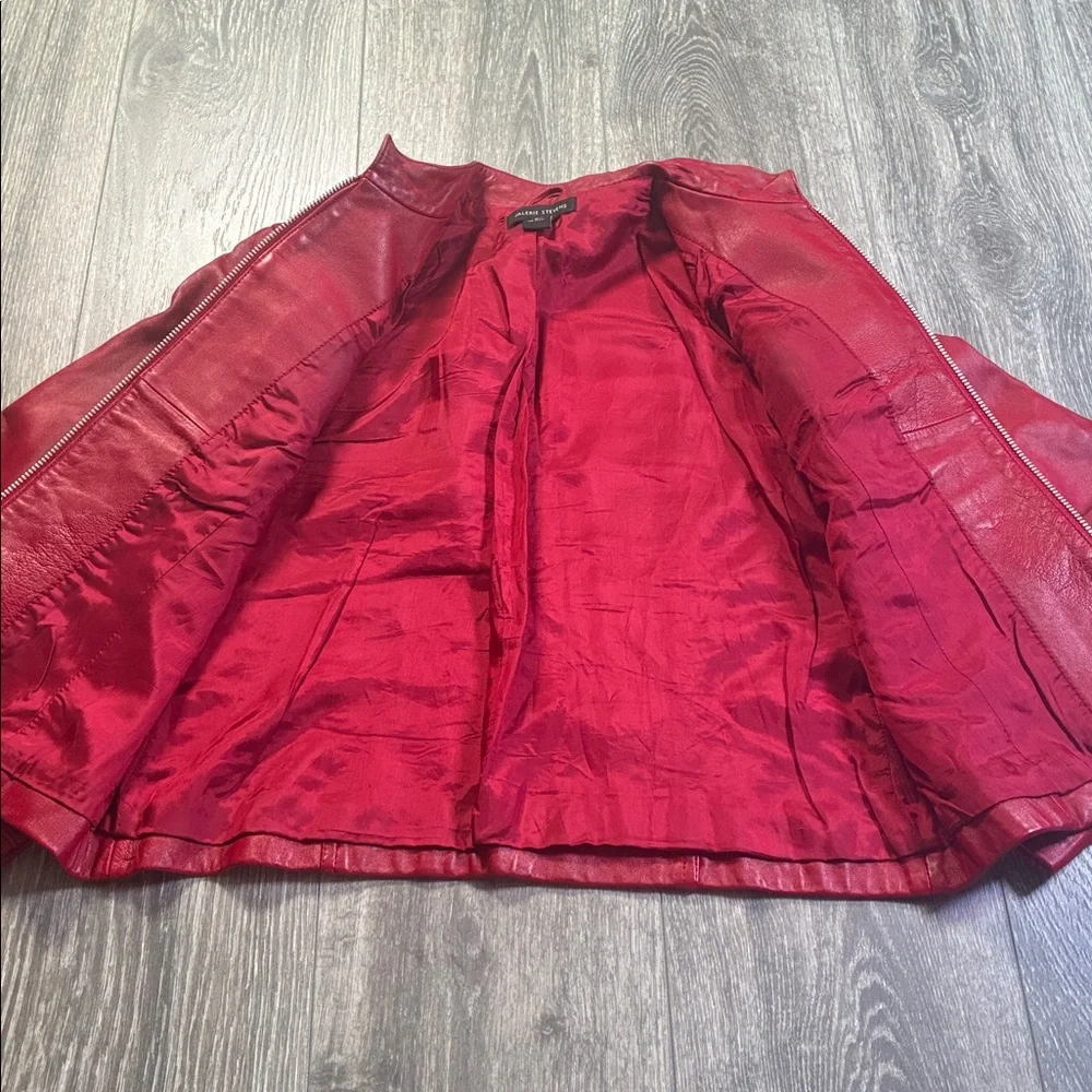Valerie Stevens Red Leather Jacket Women’s Small DISTRESSED - Picture 8 of 14
